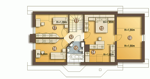 Rzut projektu Agatka II z garażem - Piętro