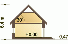 Rzut projektu Filipek II z garażem - Przekrój