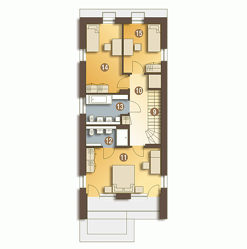 Rzut projektu Eco 4 z garażem - Piętro