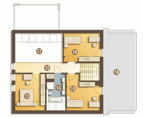 Rzut projektu Oleg II z garażem - Piętro