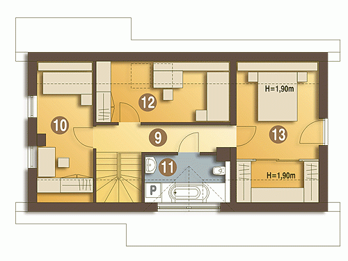 Rzut projektu Kajtek z garażem - Piętro