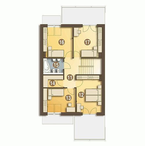 Rzut projektu Gwarek II z garażem - Piętro