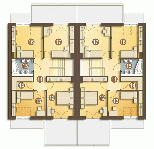 Rzut projektu Gwarek II bliźniak BL1 z garażem - Piętro