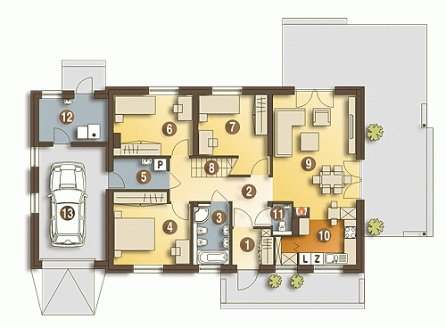 Rzut projektu Hirek trend z garażem - Parter