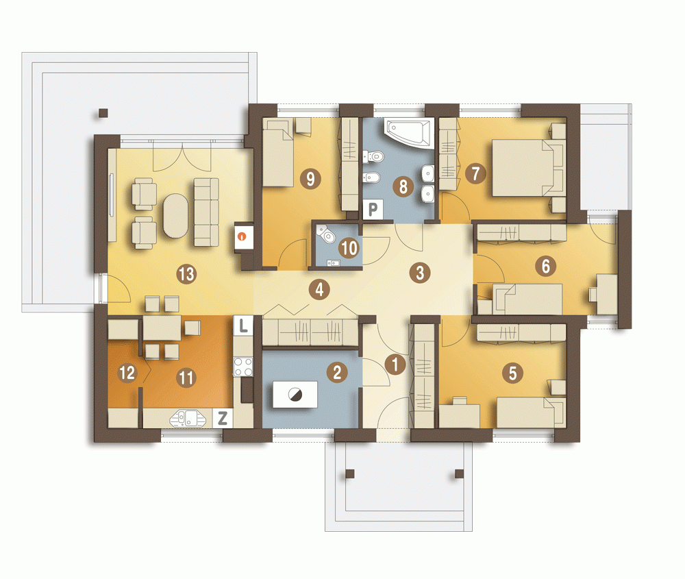 Rzut projektu Gąska - Parter