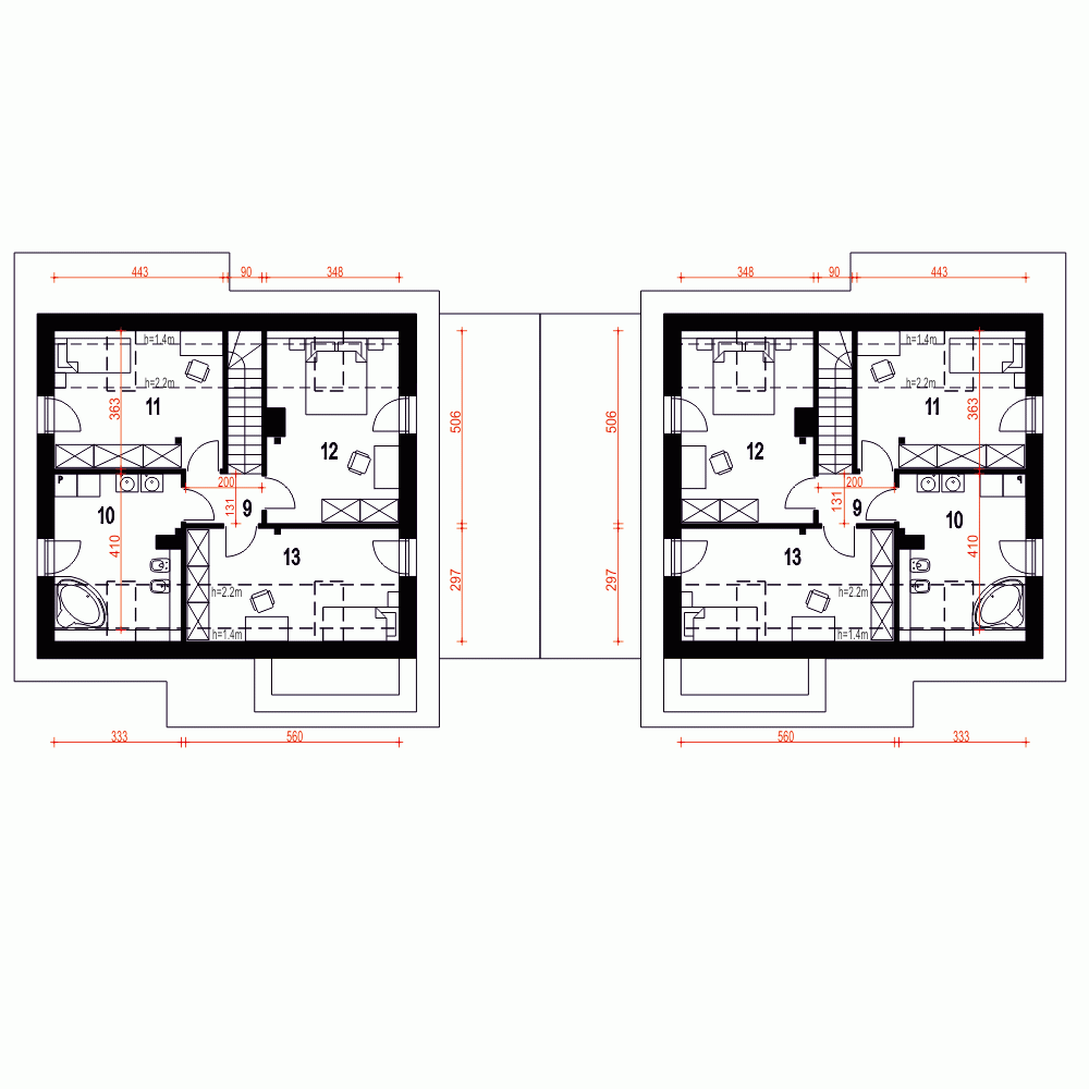 Rzut projektu Biała A1-BL - Piętro