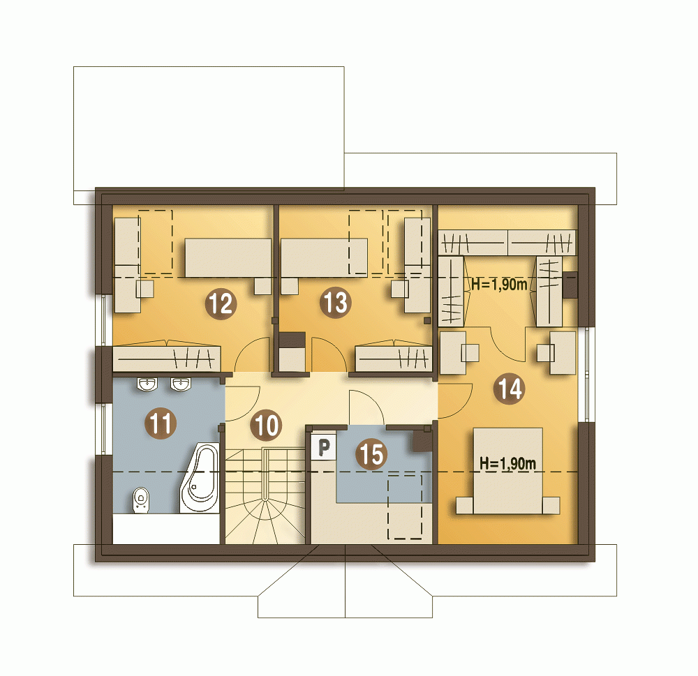 Rzut projektu Inka II z garażem - Piętro