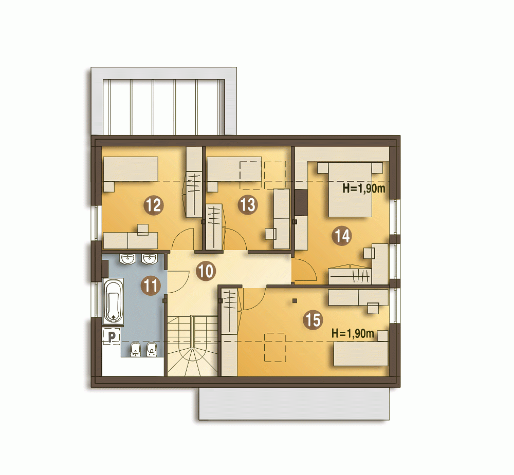 Rzut projektu Emma trend z garażem - Piętro