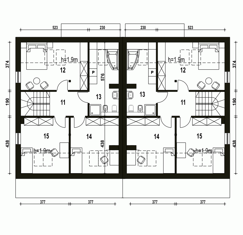 Rzut projektu Mazurek II BL2 z garażem - Piętro