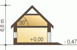 Rzut projektu Julek trend A1 z garażem 2st. - Przekrój