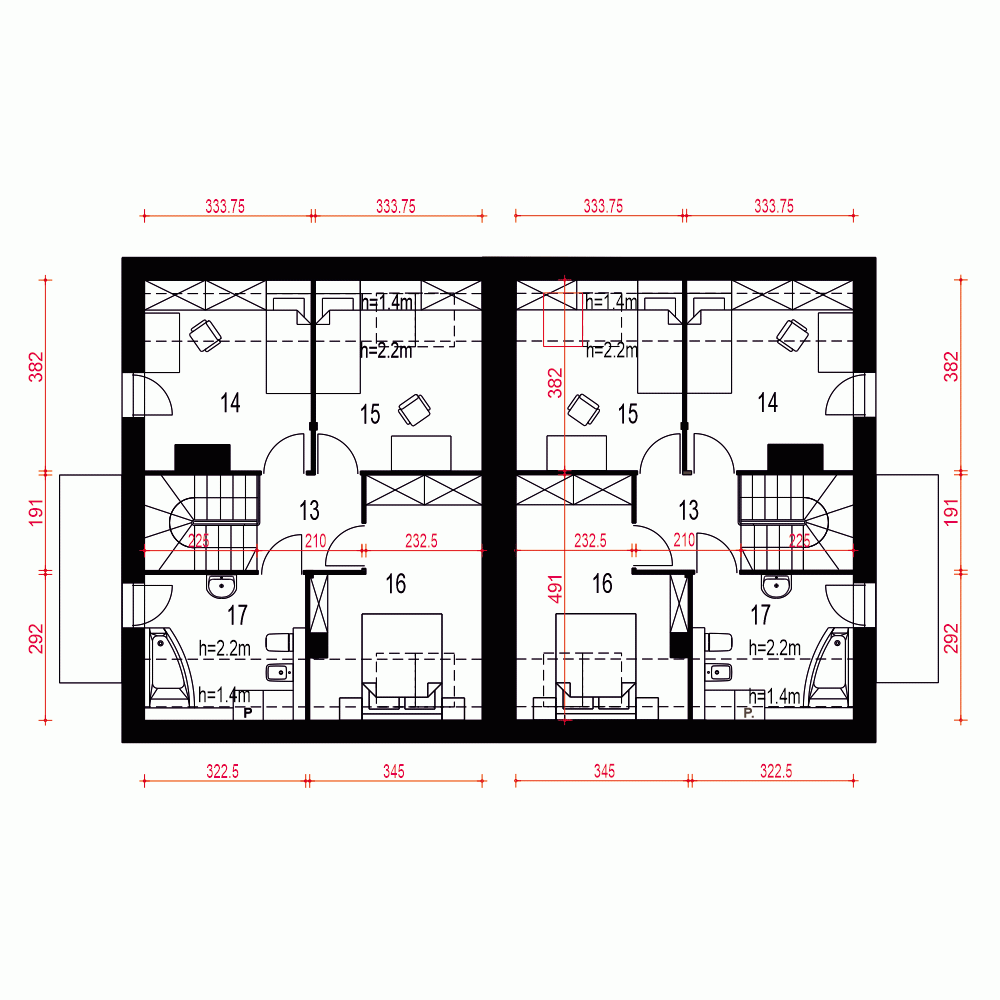 Rzut projektu Grab A1-BL1 z garażem - Piętro