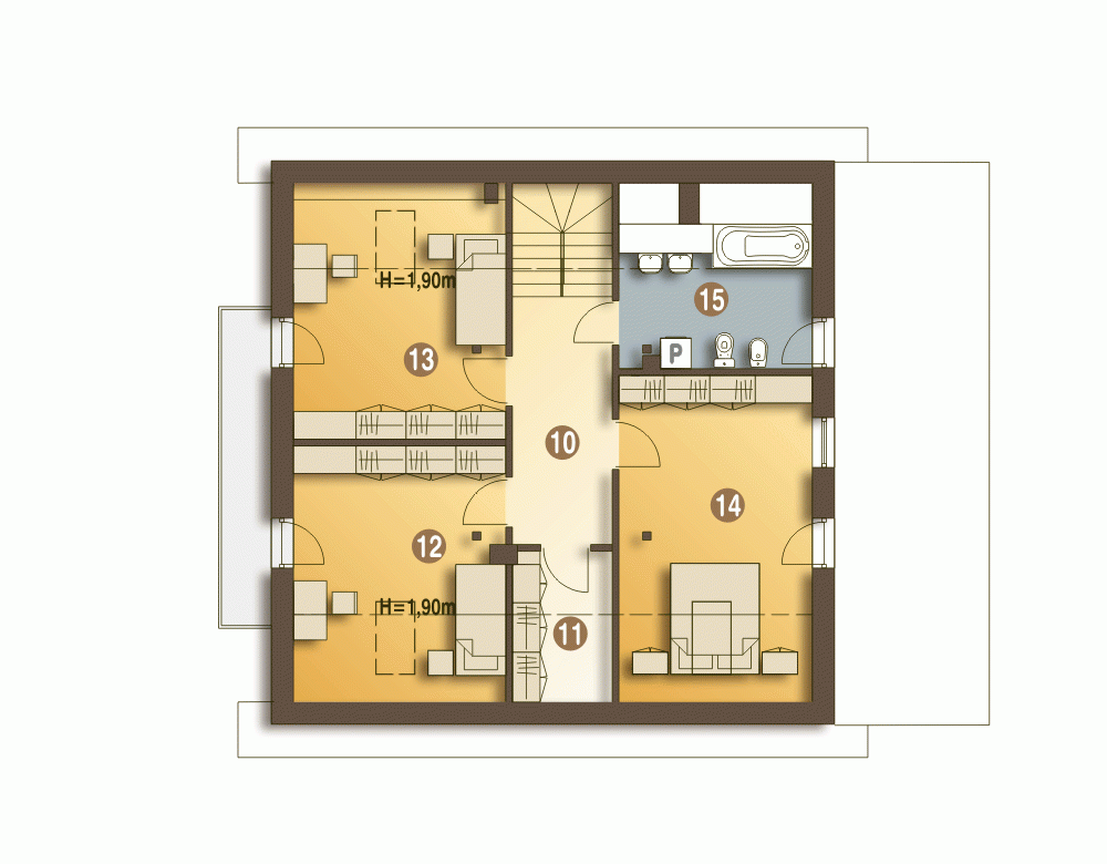 Rzut projektu Nowinka III A1 - Piętro