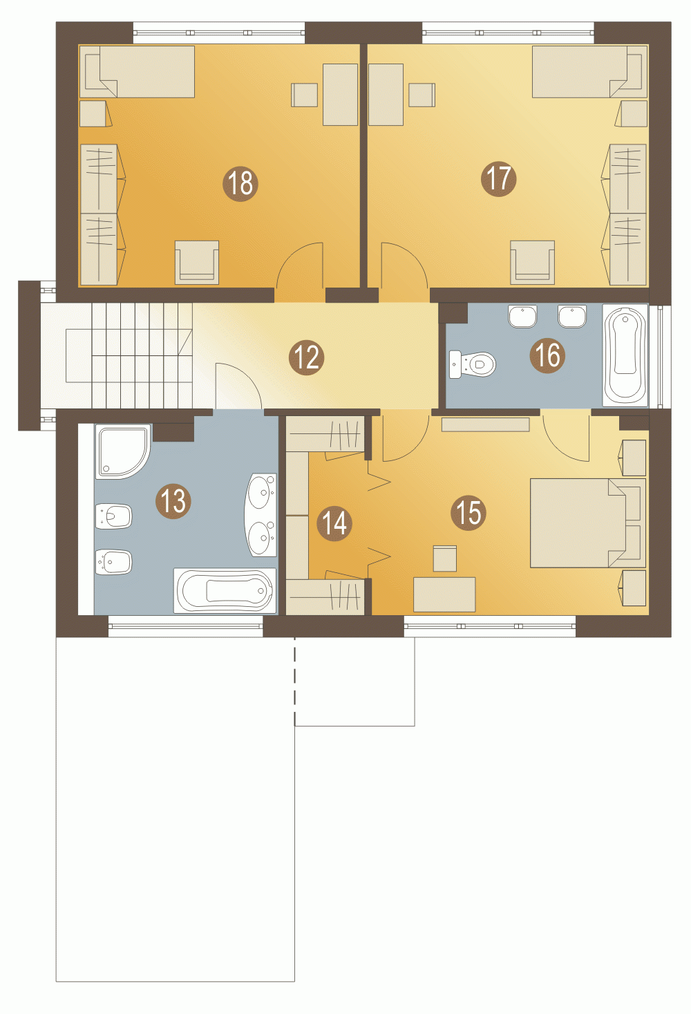 Rzut projektu Tamara z garażem - Piętro