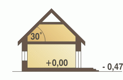 Rzut projektu Siewka z garażem - Przekrój