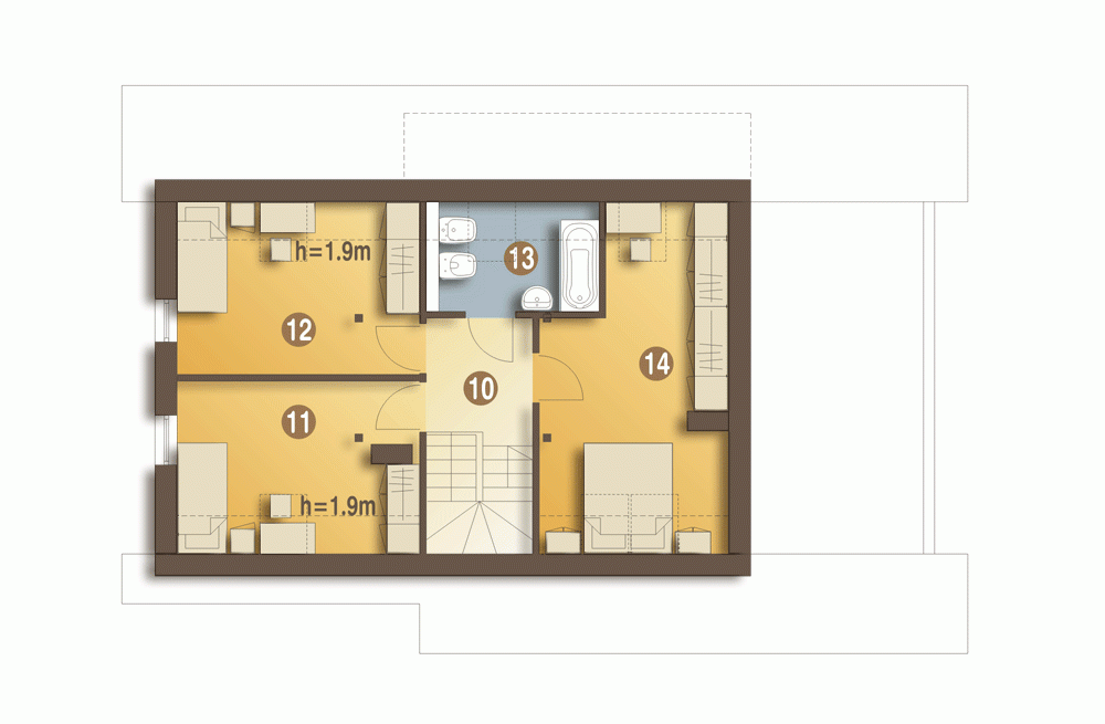 Rzut projektu Wydrzyk z wiatą - Piętro