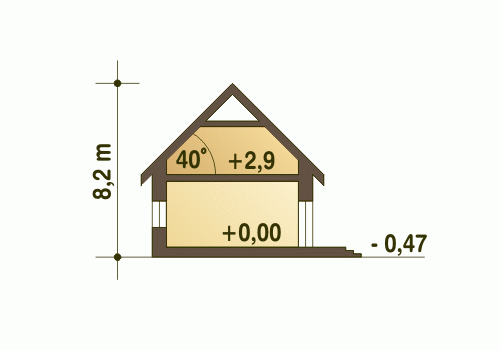 Rzut projektu Julia z garażem - Przekrój