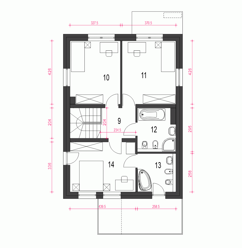 Rzut projektu Zyta z garażem - Piętro