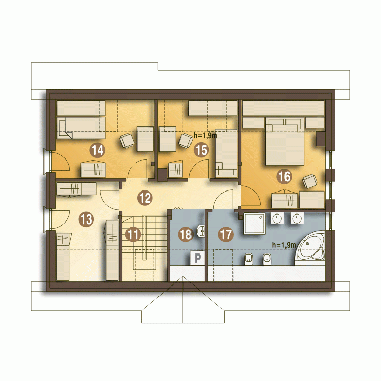 Rzut projektu Julia III z garażem - Piętro