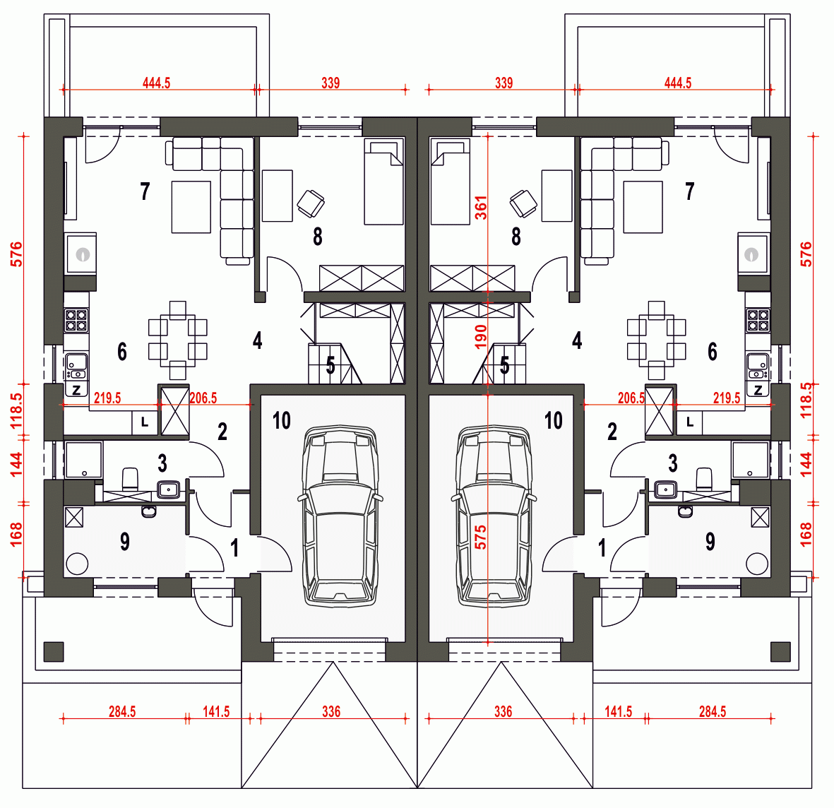 Rzut projektu Mazurek III BL1 z garażem - Parter