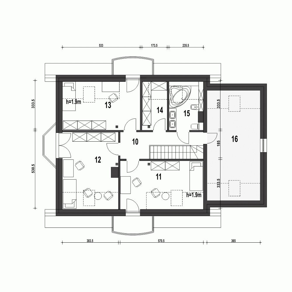Rzut projektu Dom Dla Ciebie 1 w4 z garażem - Piętro