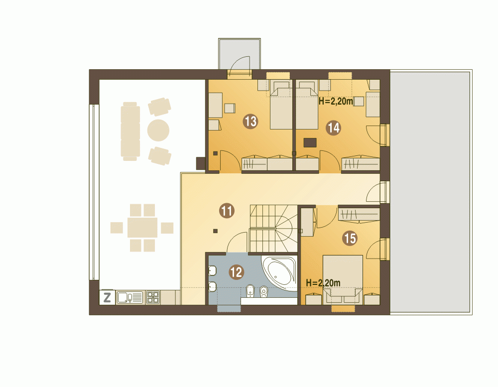 Rzut projektu Bernikla III A1 z garażem 2st. - Piętro