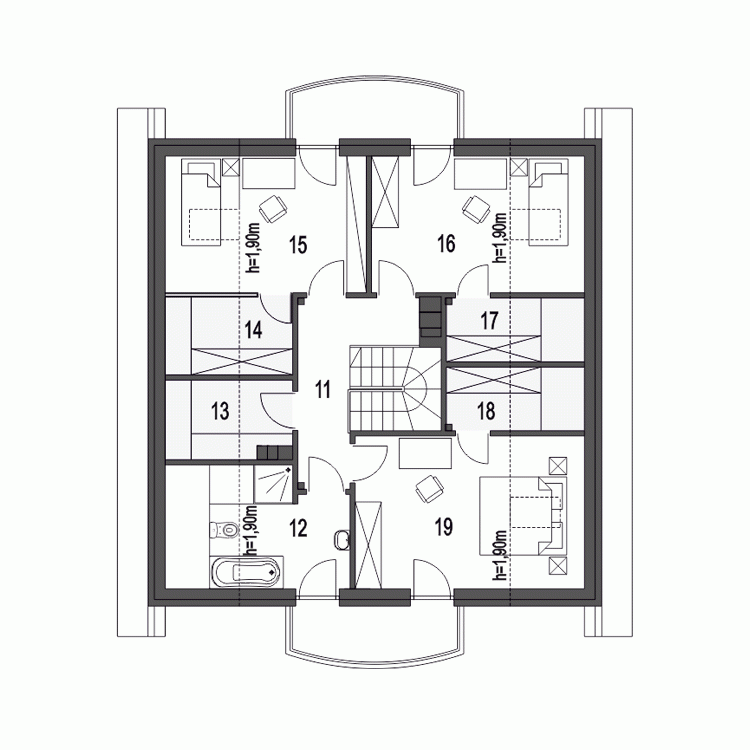 Rzut projektu Aksel z garażem - Piętro