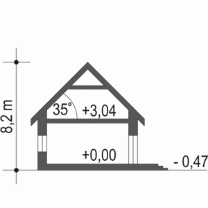 Rzut projektu Aksel z garażem - Przekrój