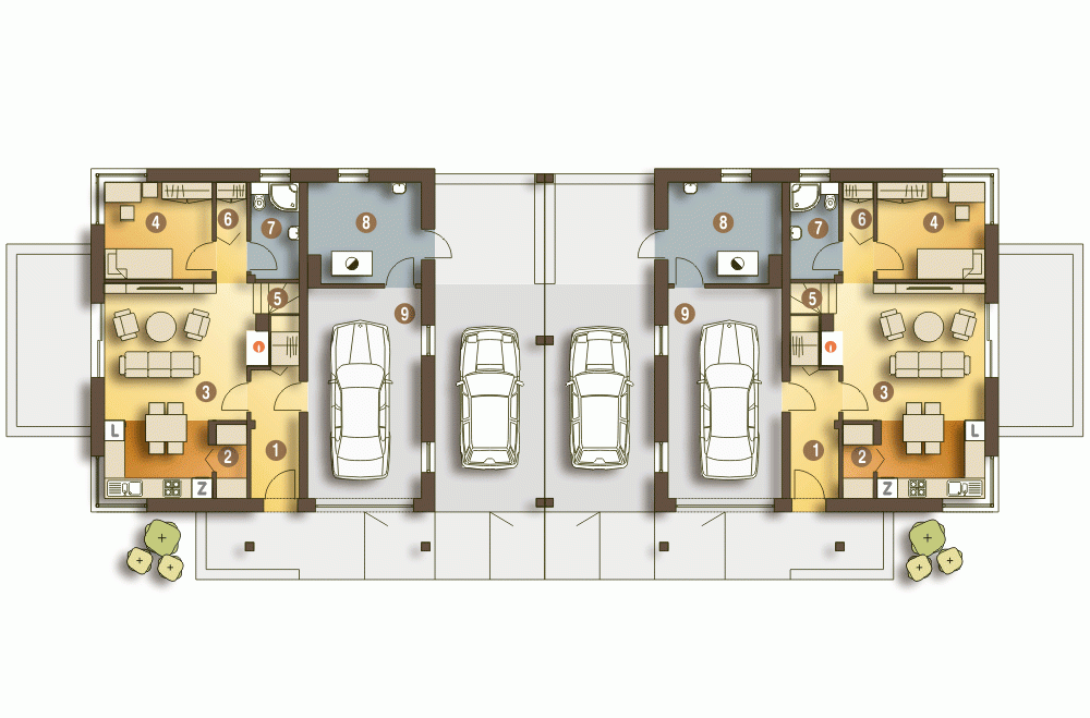 Rzut projektu Nowinka IV bliźniak A1-BL1 - Parter