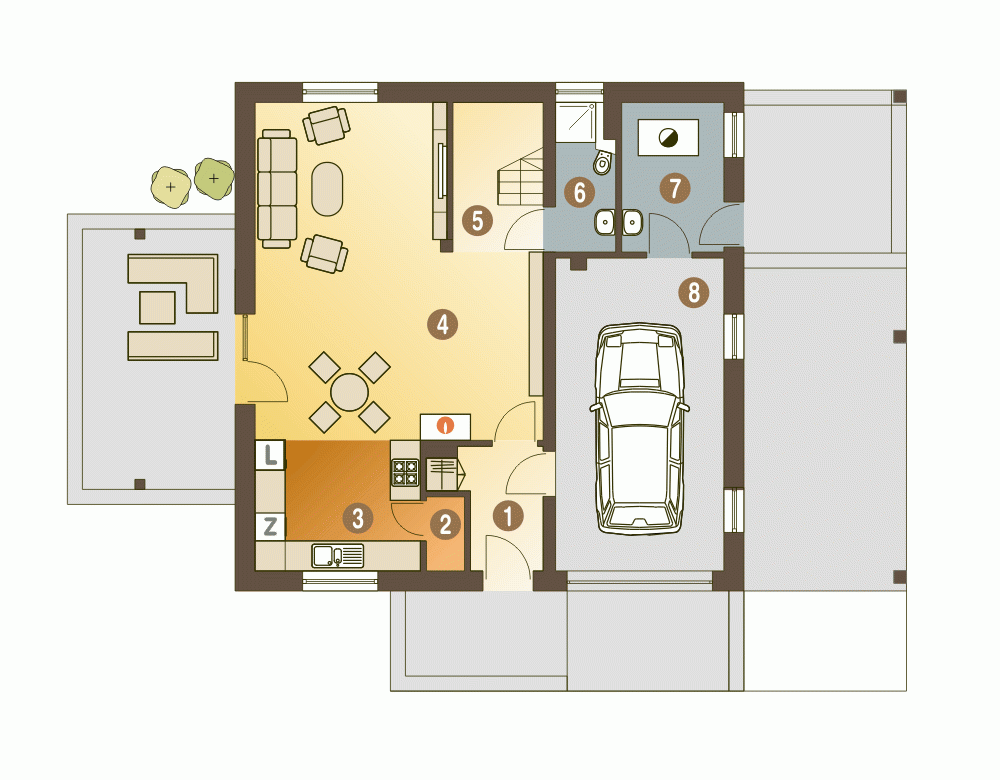 Rzut projektu Nowinka V A1 - Parter