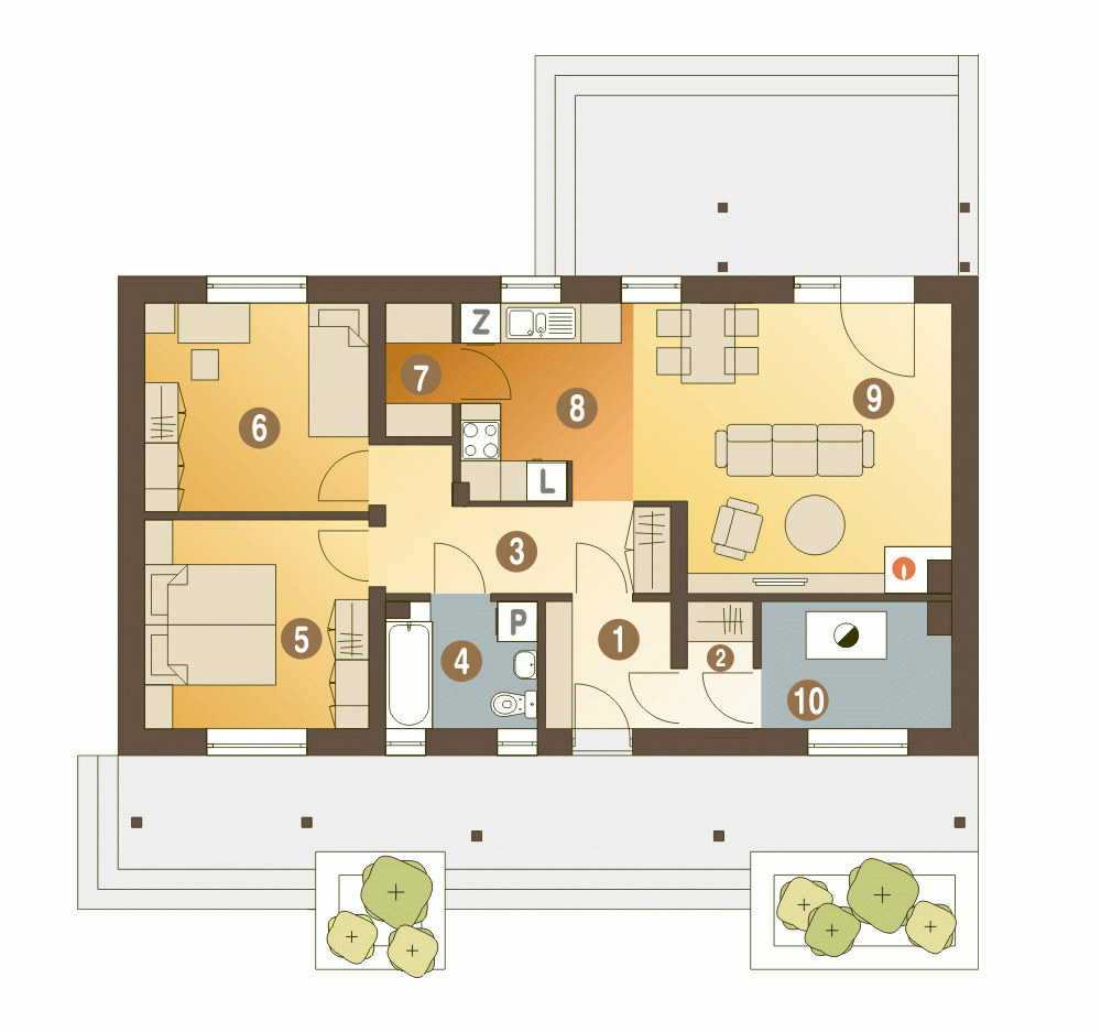 Rzut projektu Siewka B - Parter