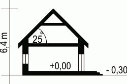 Rzut projektu Galena III z garażem 2st. - Przekrój