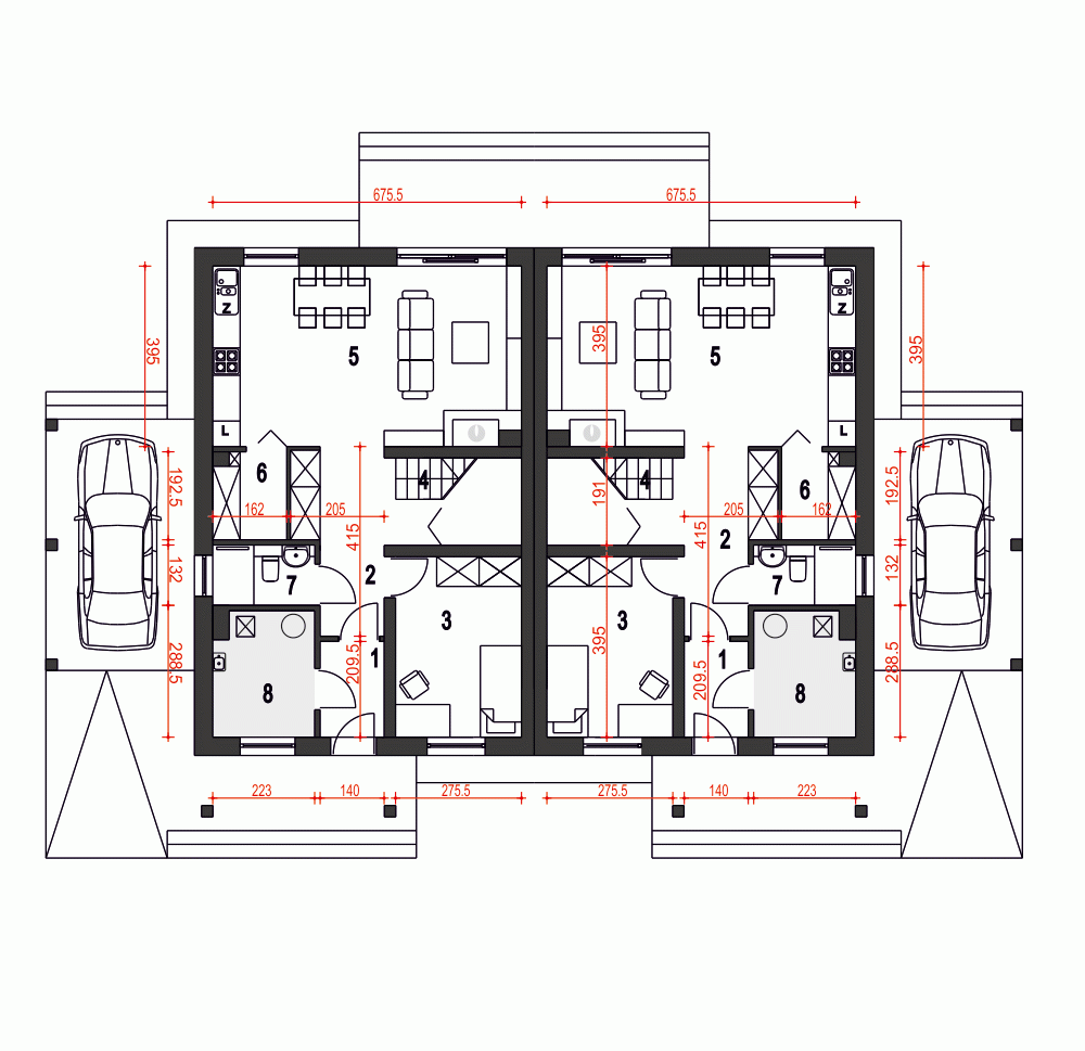 Rzut projektu Agat II A-BL2 z wiatą - Parter