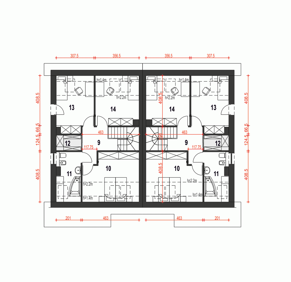 Rzut projektu Agat II A-BL2 z wiatą - Piętro