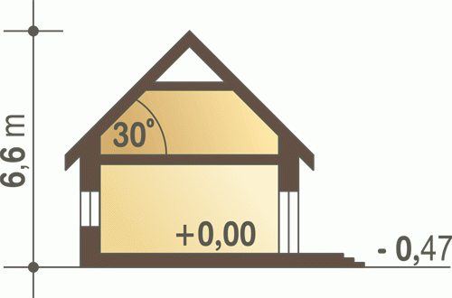 Rzut projektu Julek styl z garażem - Przekrój