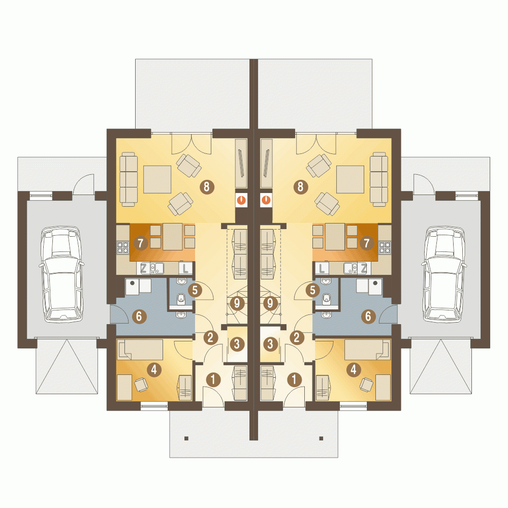 Rzut projektu Azalia A-BL1 z garażem - Parter