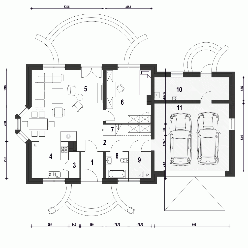 Rzut projektu Dom Dla Ciebie 1 w3 A1 z garażem 2st. - Parter