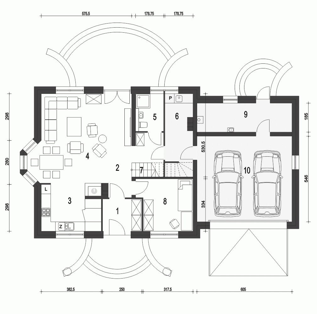 Rzut projektu Dom Dla Ciebie 1 A1 z garażem 2st. - Parter