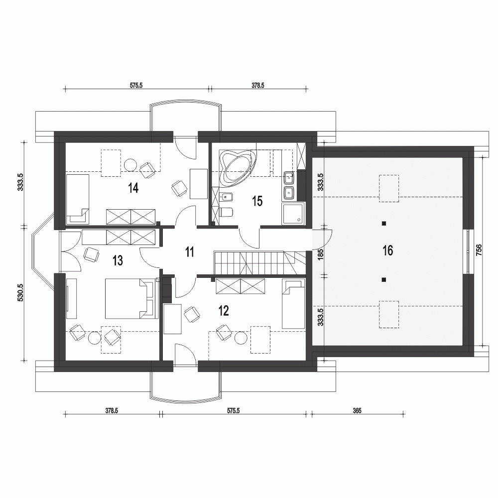 Rzut projektu Dom Dla Ciebie 1 A1 z garażem 2st. - Piętro