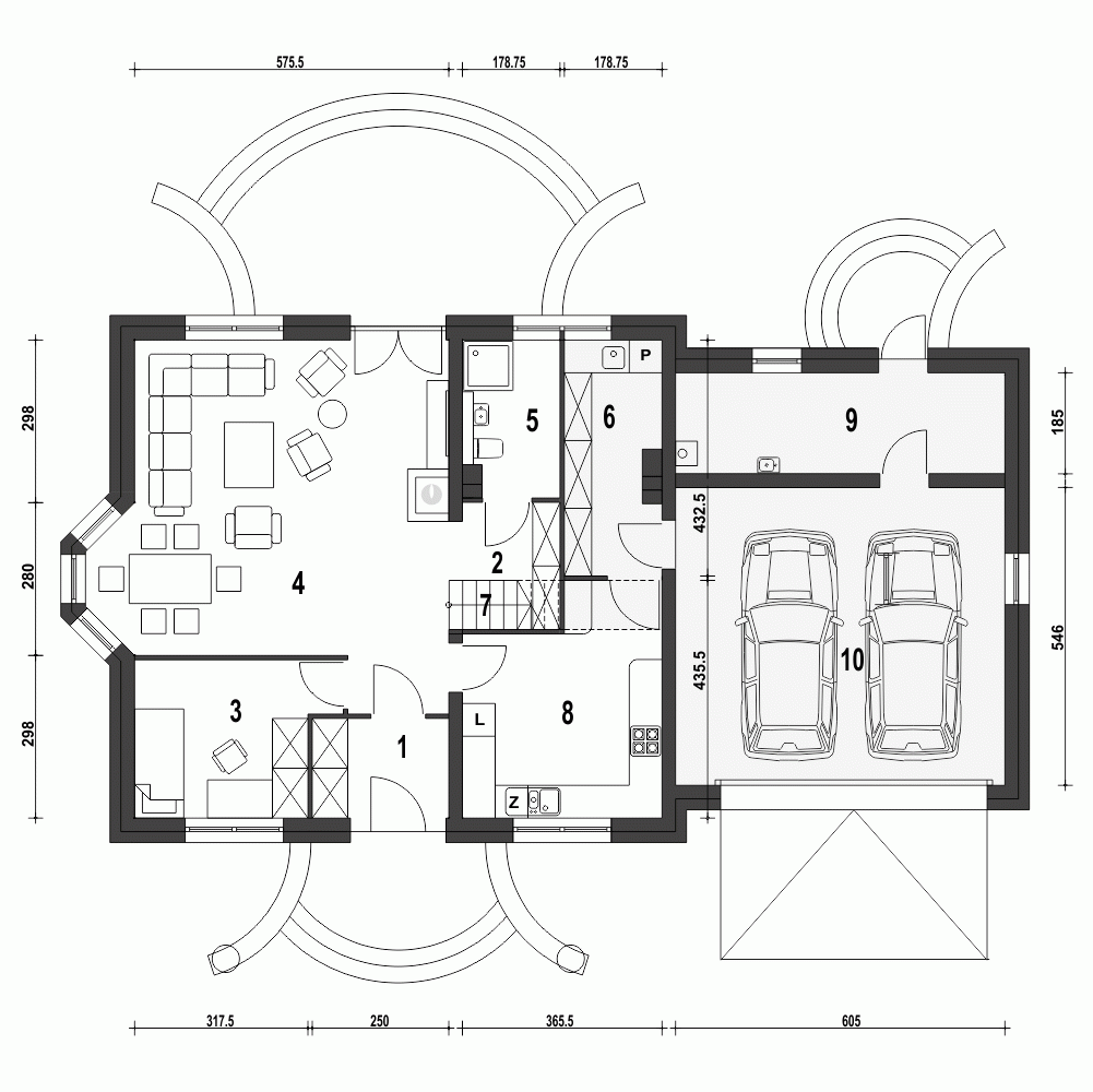 Rzut projektu Dom Dla Ciebie 1 w2 A1 z garażem 2st. - Parter