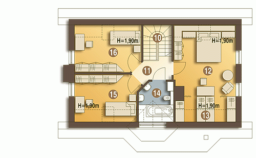 Rzut projektu Agatka II styl - Piętro