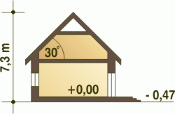 Rzut projektu Kalandra II z garażem - Przekrój