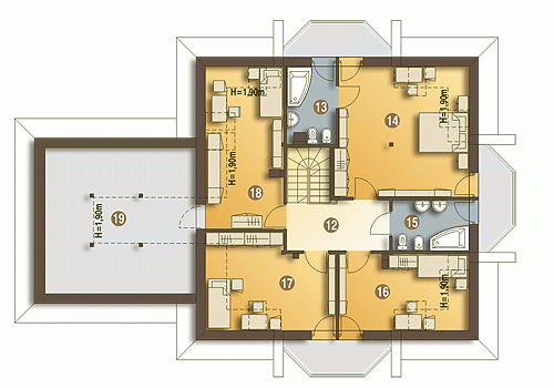 Rzut projektu Dzierlatka III styl z garażem 2st. - Piętro