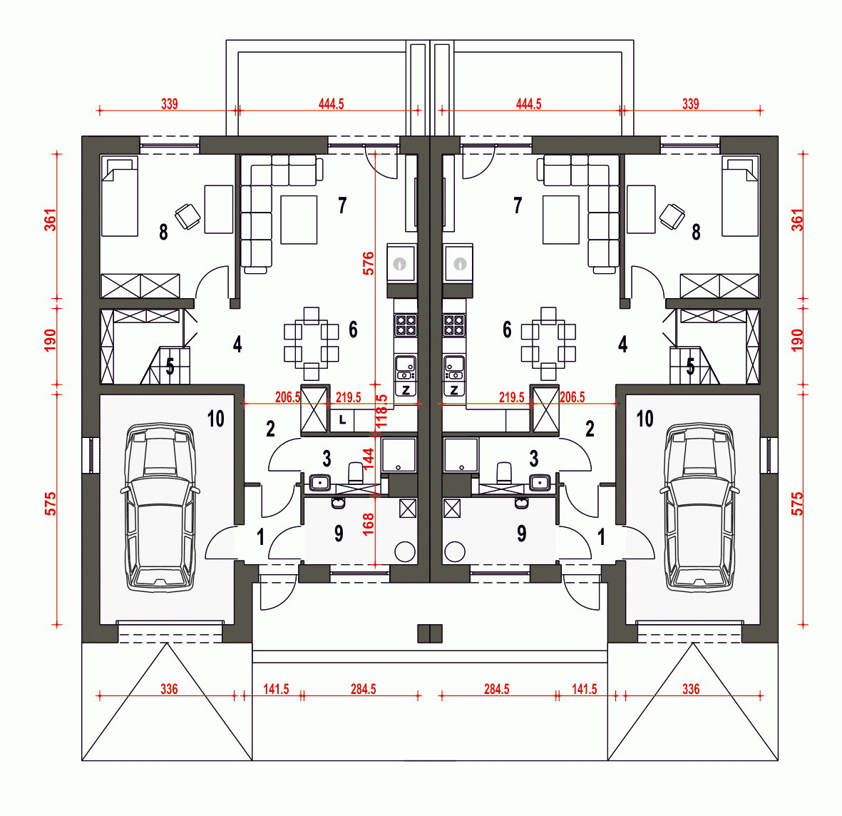 Rzut projektu Mazurek III BL2 z garażem - Parter