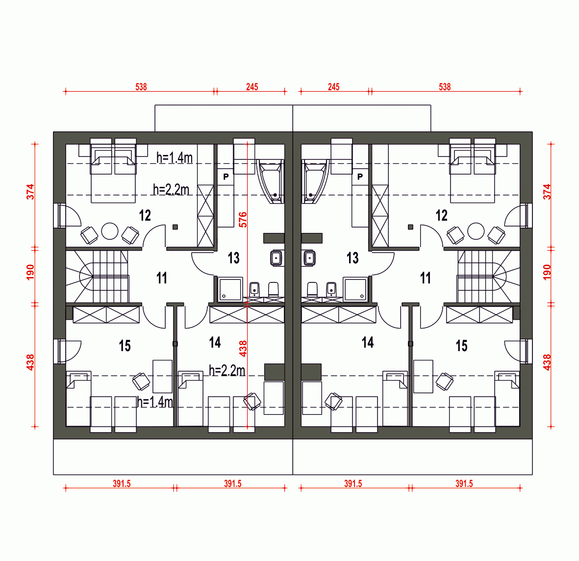 Rzut projektu Mazurek III BL2 z garażem - Piętro