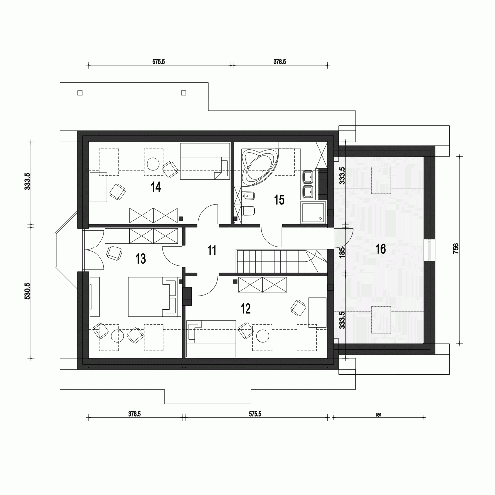 Rzut projektu Dom Dla Ciebie 2 z garażem - Piętro