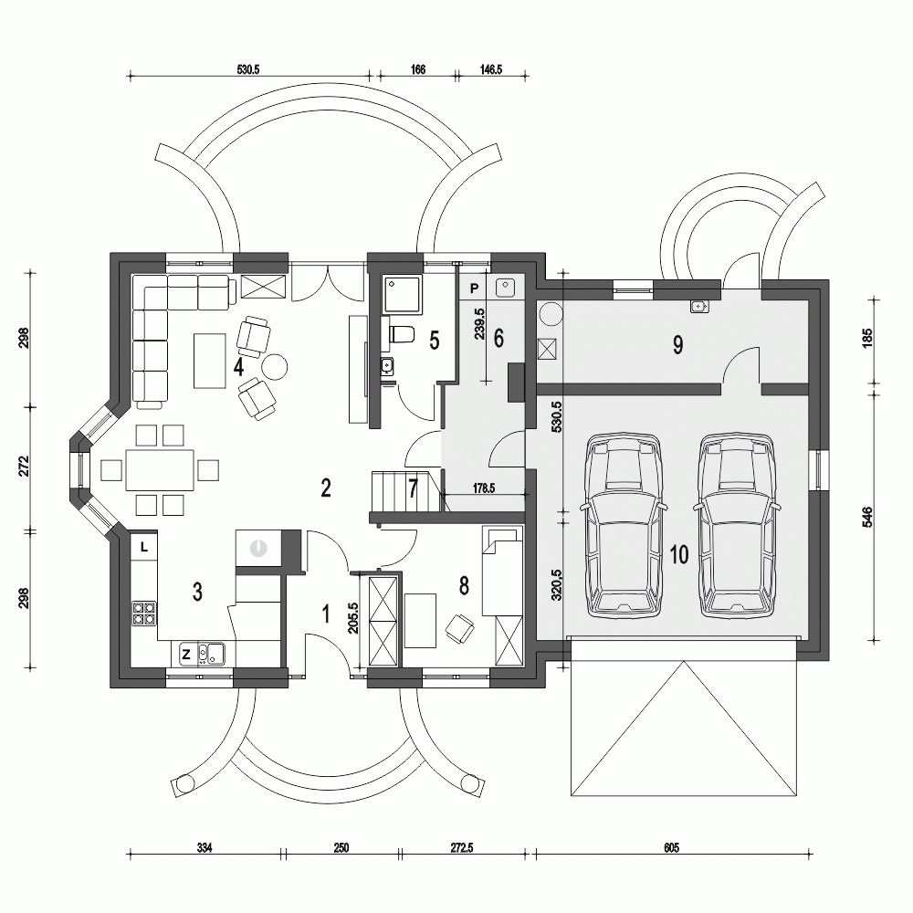 Rzut projektu Dom Dla Ciebie 3 A1 z garażem 2st. - Parter