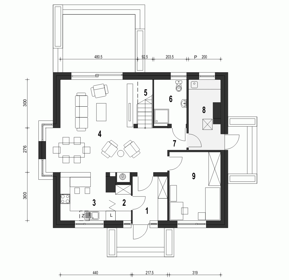 Rzut projektu Daria B - Parter