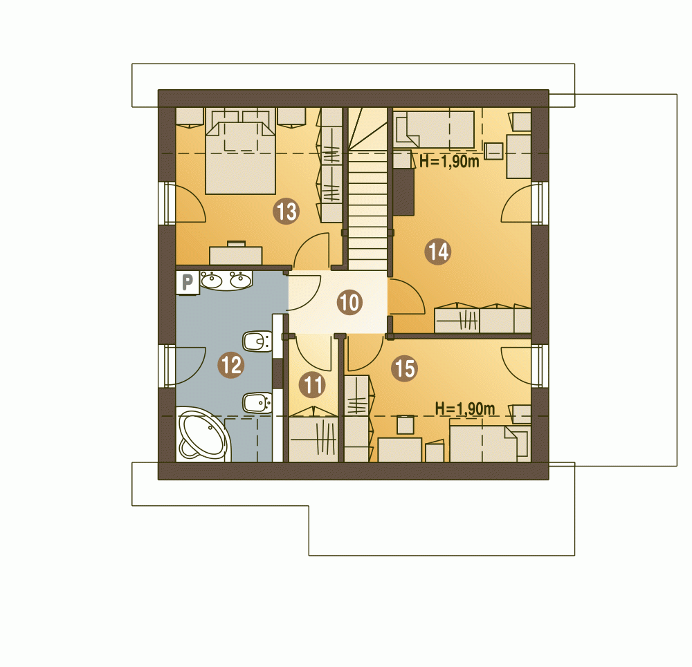 Rzut projektu Turkawka A1 - Piętro