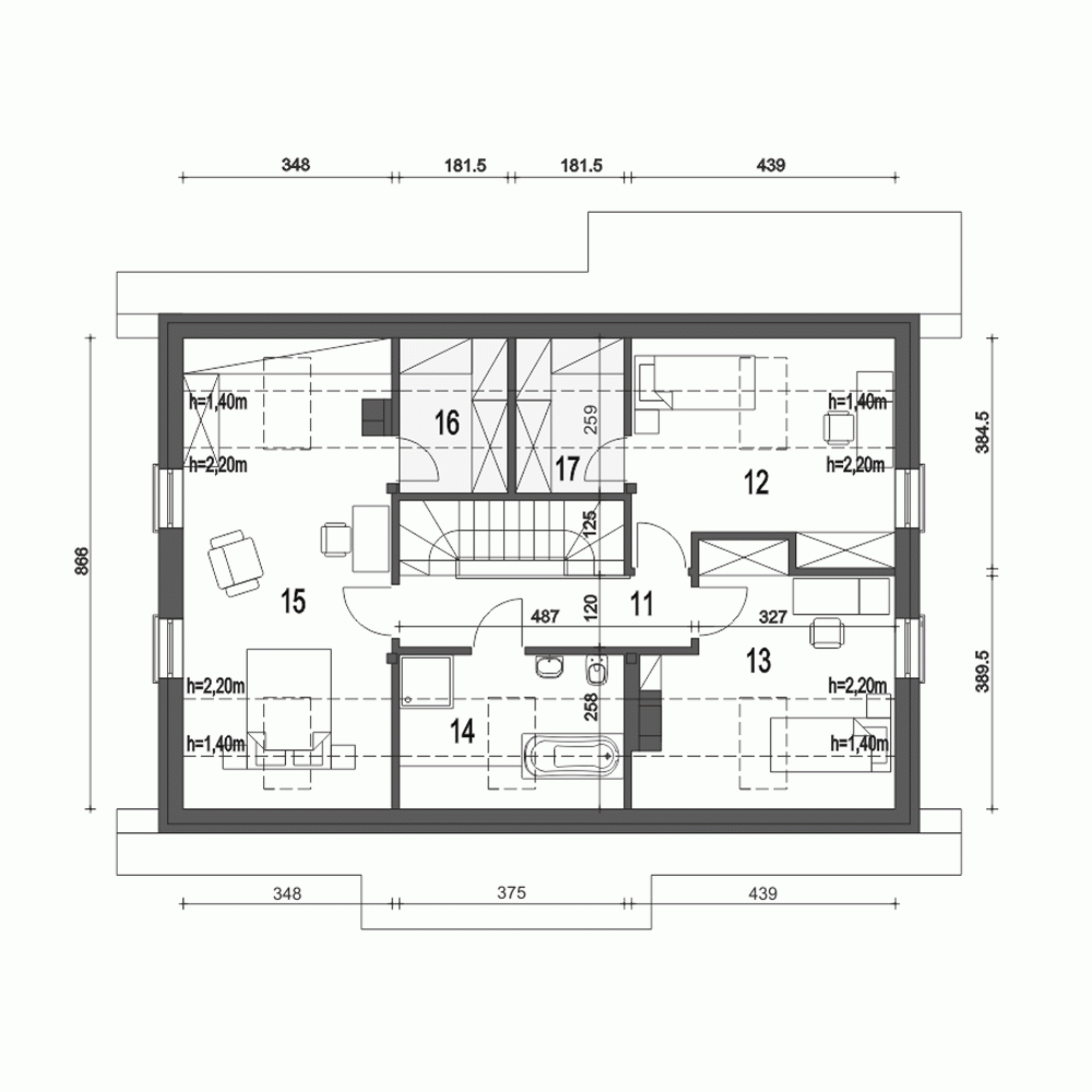 Rzut projektu Westa z garażem - Piętro