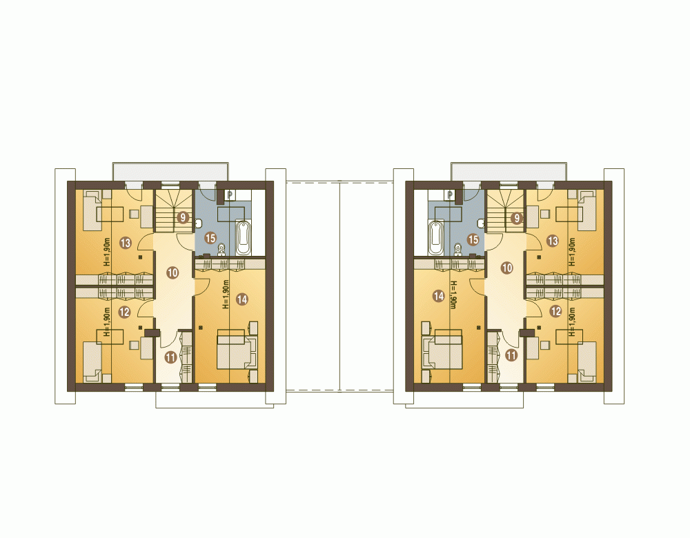 Rzut projektu Nowinka V A1 BL1 - Piętro